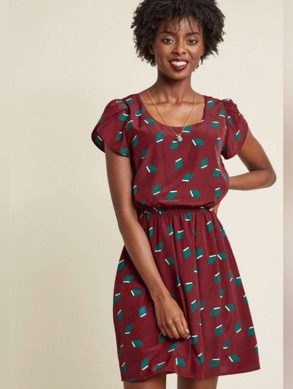 ModCloth Oh My Gosh A Line Book Print Dress Size L - Picture 3 of 10